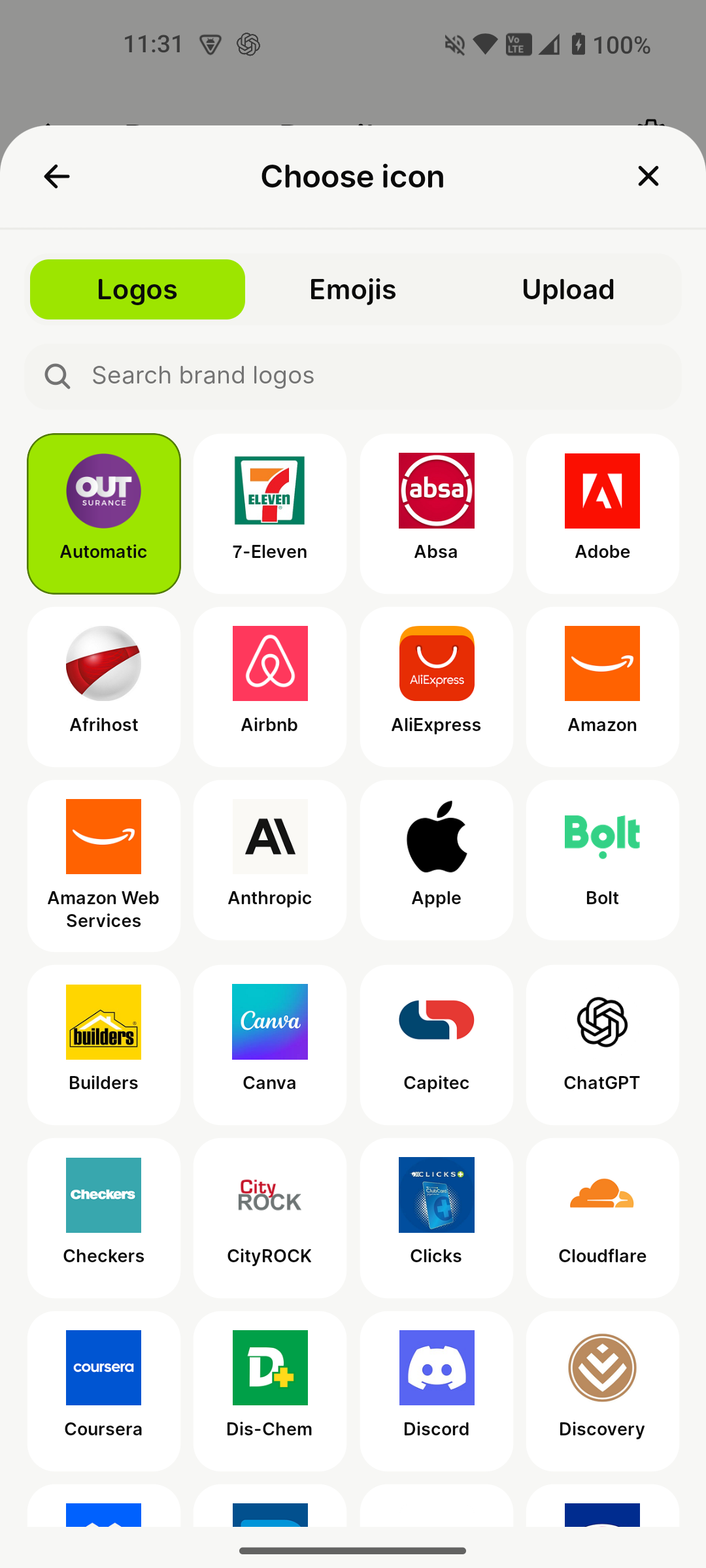 Choosing a custom payment logo in mooola