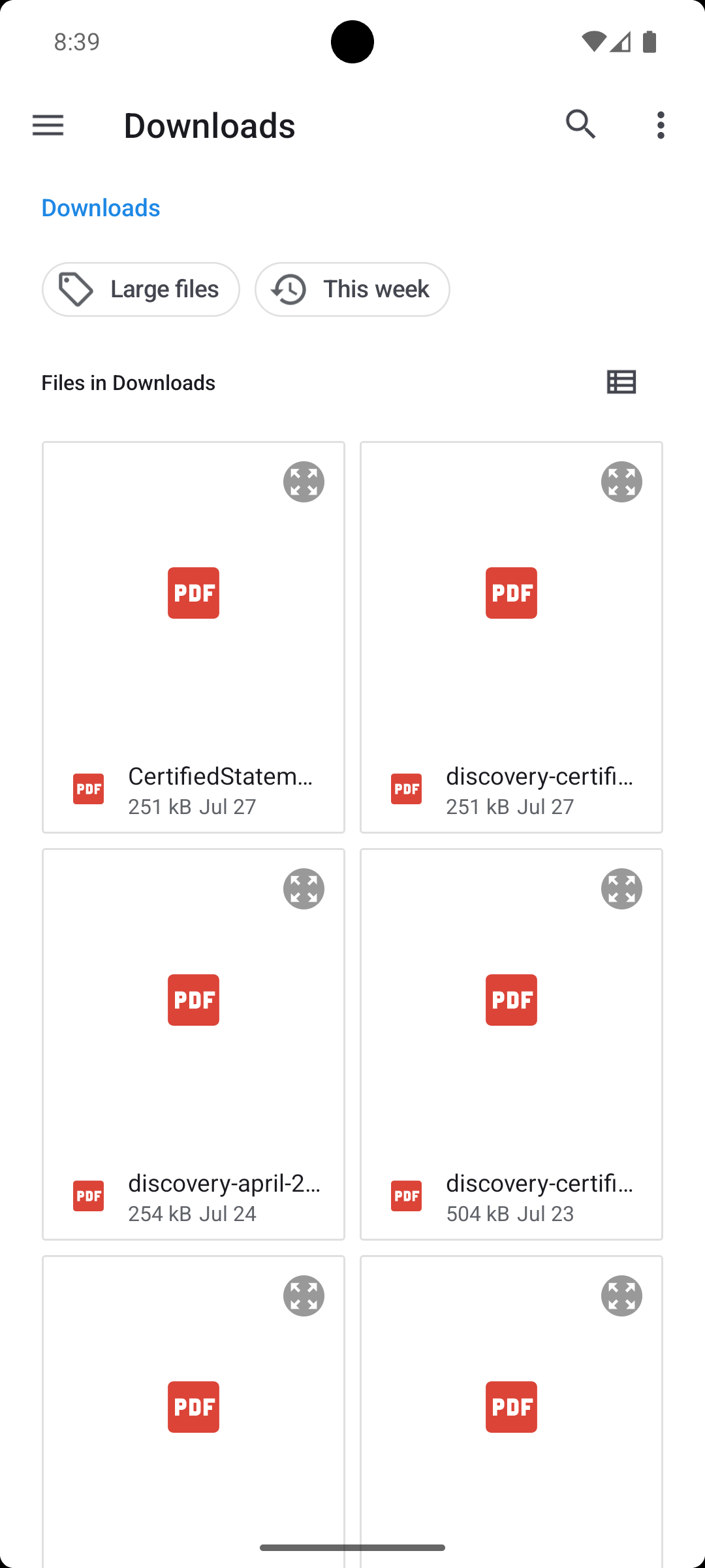 File picker showing bank statement PDF files