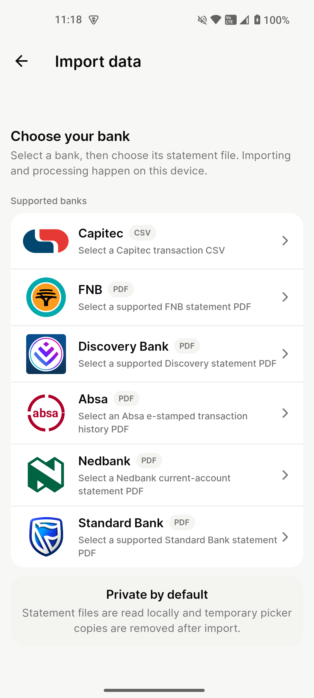 mooola bank statement import options