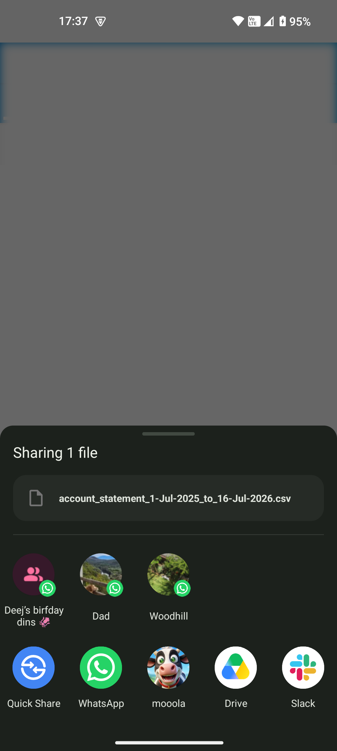 Android share sheet with mooola available as a sharing option